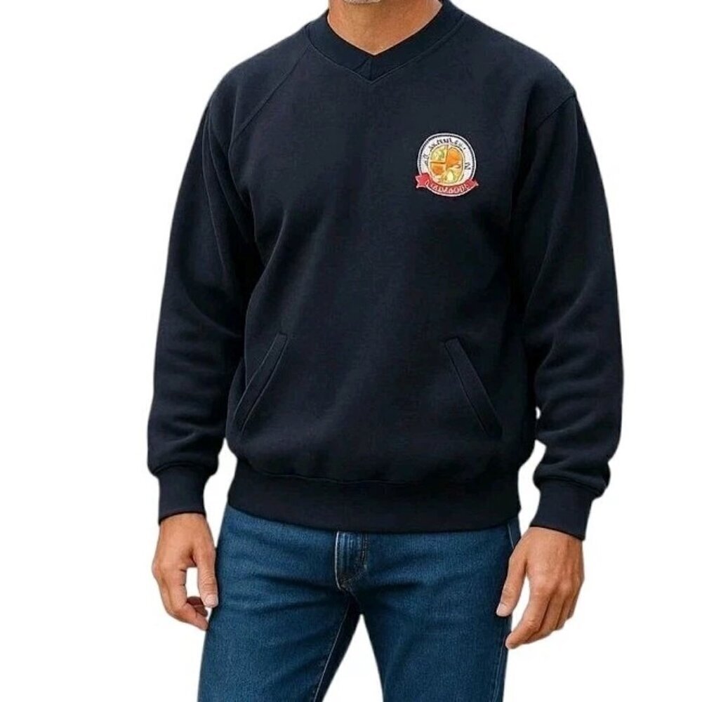 Vintage Giorgio Beverly Hills Sweatshirt Men Size L Patch Logo Pockets Black